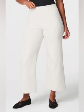 SPANX® Stretch Twill Cropped Wide Leg Pant in Parchment - Size L